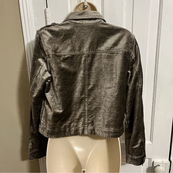 Cabi Sunday Topper Cropped Velvet Jacket Taupe Gray Tan Small J2 - Picture 3 of 7